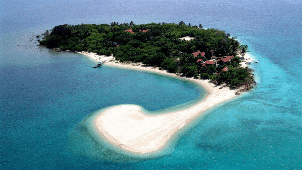 Aerial view of Selingan Turtle Island, Sabah
