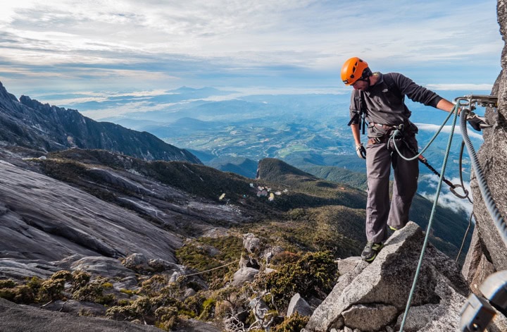Via Ferrata route on the cliffs of Mount Kinabalu, Sabah