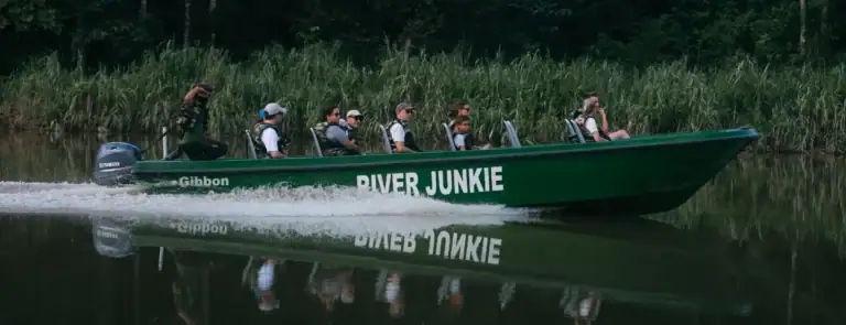 River boat on the Kinabatangan River at dawn, Sabah
