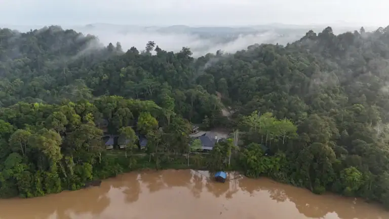Kinabatangan aerial view Hornbill Lodge