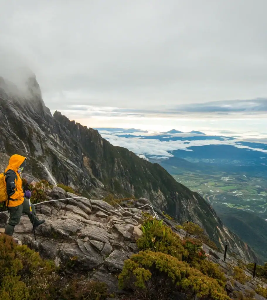 Climbers on the summit trail of Mount Kinabalu, Sabah